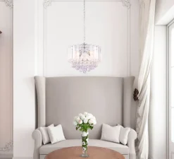 GLOBO Retrofit Kronleuchter MINNESOTA 35 cm chromfarbig /Acrylglas