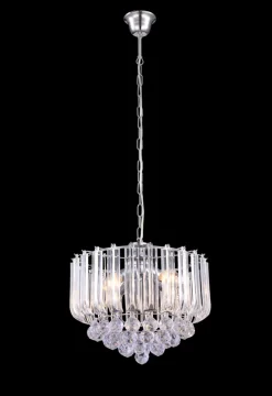 GLOBO Retrofit Kronleuchter MINNESOTA 35 cm chromfarbig /Acrylglas