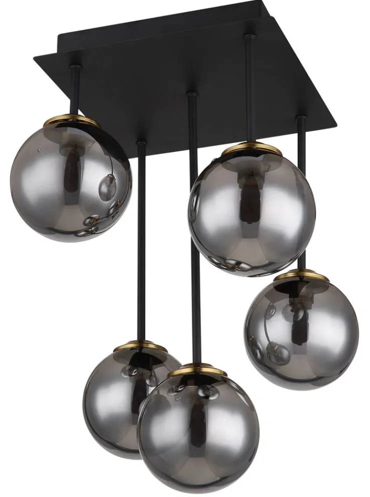 GLOBO Retrofit LED Deckenlampe JORGE schwarz /rauchfarbig