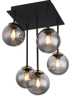 GLOBO Retrofit LED Deckenlampe JORGE schwarz /rauchfarbig