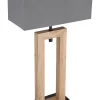 GLOBO Retrofit LED Tischlampe OSSI 55 cm grau /Holzoptik