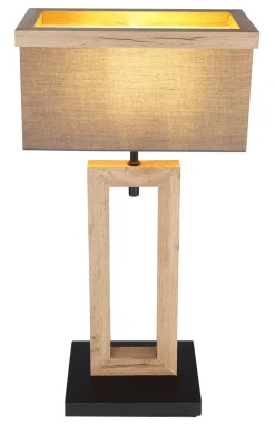 GLOBO Retrofit LED Tischlampe OSSI 55 cm grau /Holzoptik