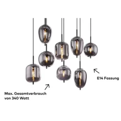 GLOBO Retrofit Pendellampe BLACKY 8-flammig