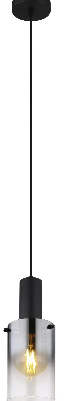 GLOBO Retrofit Pendelleuchte FLORENTINA 1-flg schwarz /Rauchglas