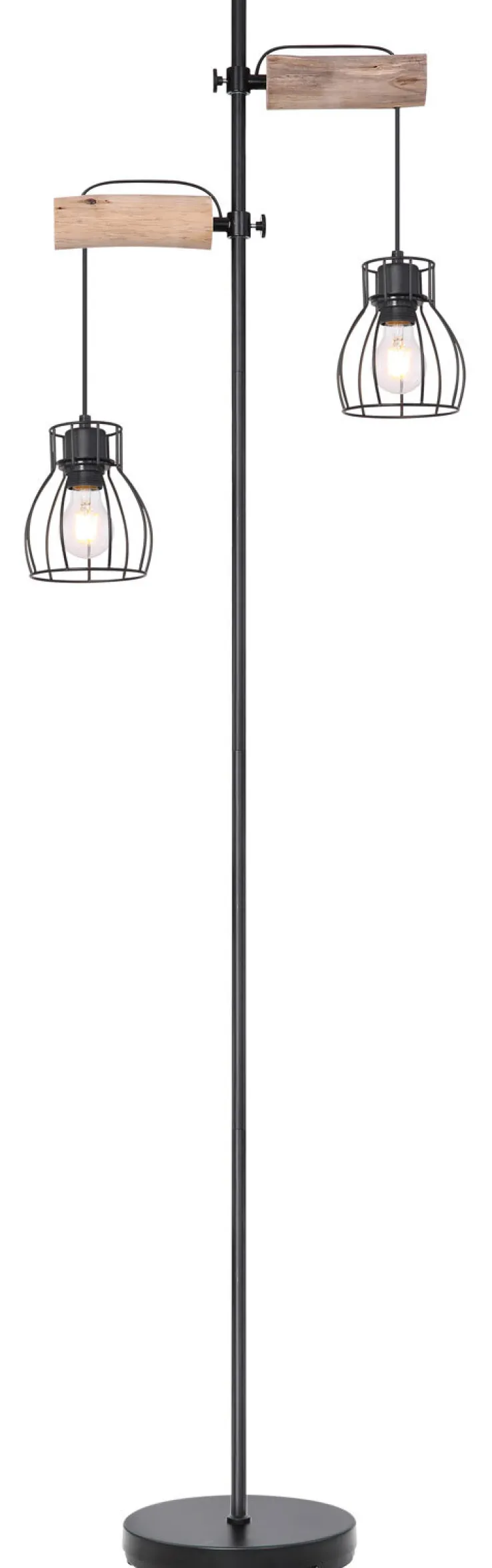 GLOBO Retrofit Stehlampe MINA schwarz/naturfarbig