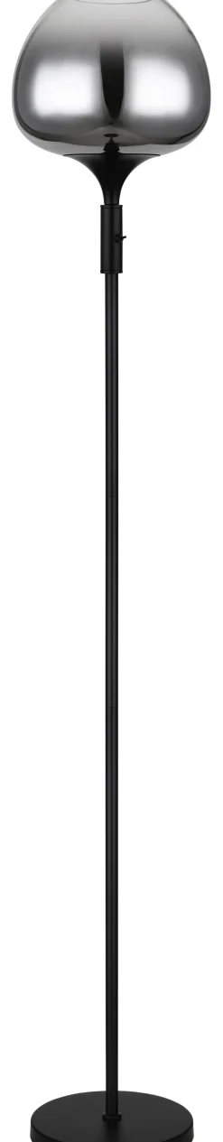 GLOBO Retrofit Stehlampe MAXY 165 cm schwarz /Rauchglas