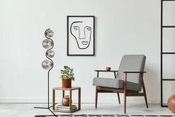 GLOBO Retrofit Stehlampe PORRY 4-flg schwarz /rauchfarbig