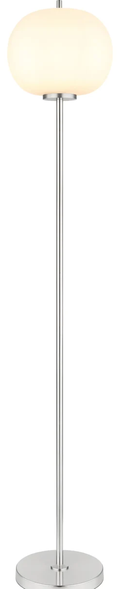 GLOBO Retrofit Stehlampe BLACKY 160 cm nickelfarbig /opalweiß