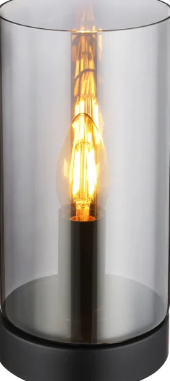 GLOBO Retrofit Tischlampe OLLY schwarz /rauchfarbig