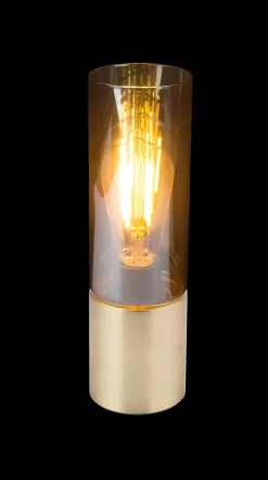 GLOBO Retrofit Tischlampe ANNIKA messingfarbig /amber