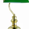 GLOBO Retrofit Tischlampe BANKERS messingfarbig /grün