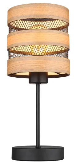 GLOBO Retrofit Tischlampe MOITAS schwarz /naturfarbig