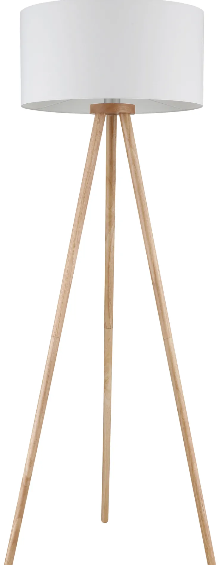 GLOBO Retrofit Tripod Stehlampe STABILO, Holznachbildung/Textil, Höhe 150 cm Braun/Weiß