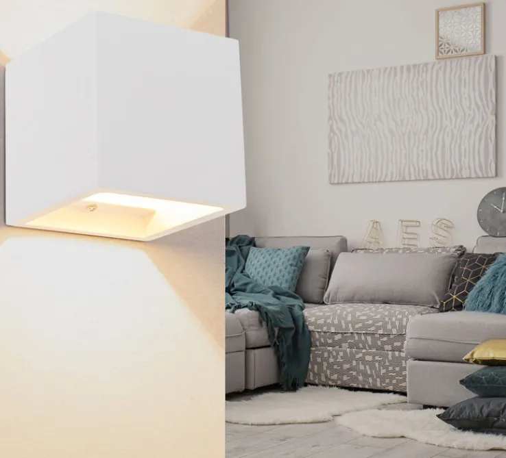 GLOBO Retrofit Wandleuchte CHRISTINE 11,5 x 11,5 cm weiß