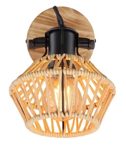 GLOBO Retrofit Wandleuchte mit 1 Spot VALLI schwarz /Hanf beige