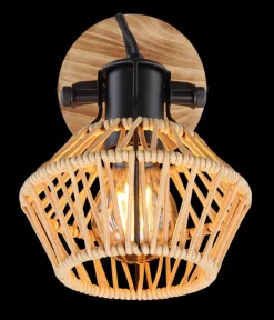 GLOBO Retrofit Wandleuchte mit 1 Spot VALLI schwarz /Hanf beige