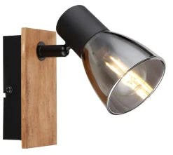 GLOBO Retrofit Wandleuchte CLAUDE 1 Spot schwarz /Holz