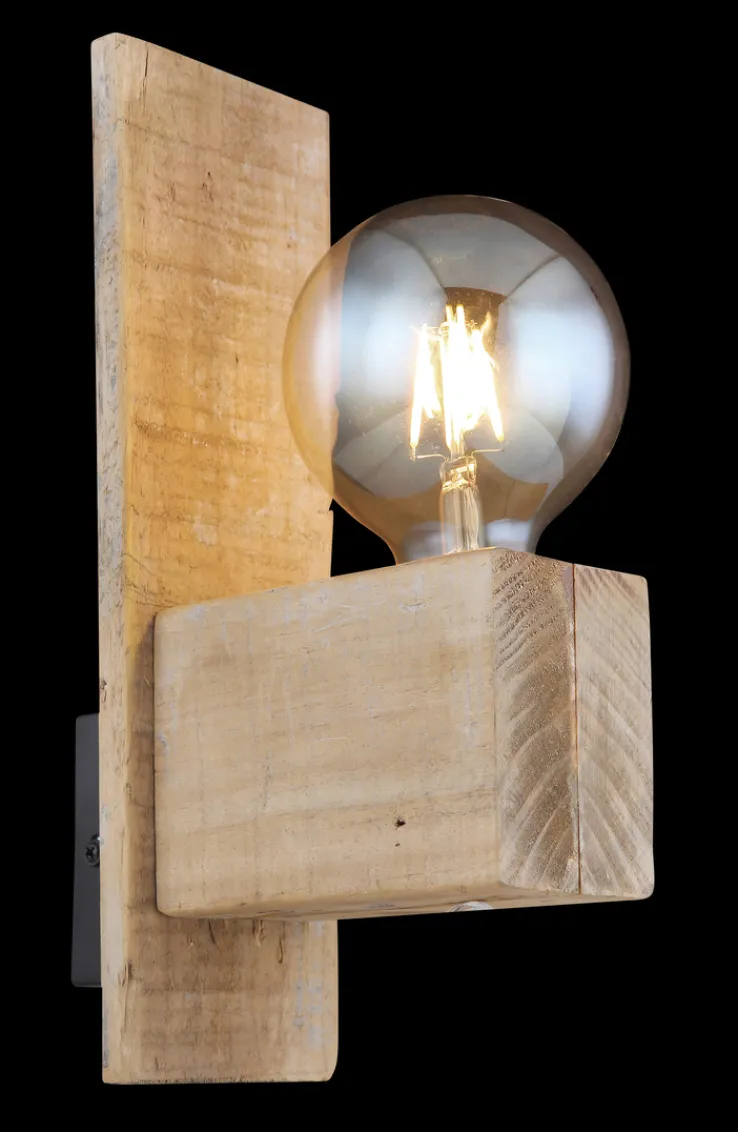 GLOBO Retrofit Wandleuchte ADALIE Holz naturfarbig