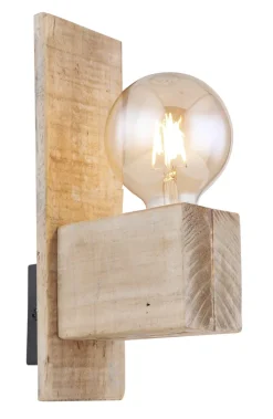 GLOBO Retrofit Wandleuchte ADALIE Holz naturfarbig