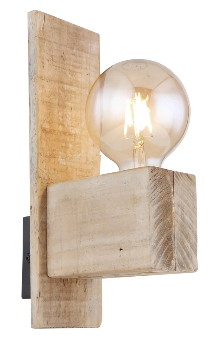 GLOBO Retrofit Wandleuchte ADALIE Holz naturfarbig