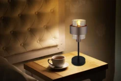 GLOBO Tischlampe MILLEY, Metall/Glas, Höhe 47 cm Braun/Schwarz/Goldfarbig