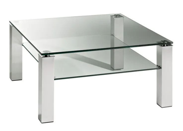 HAUKE HENDRIKS Couchtisch 90 x 70 cm Klarglas/ Titansilber