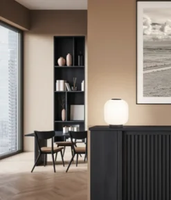 helestra LED Tischlampe MILO Glas Ø 18 cm Höhe 20 cm matt Schwarz/Weiß