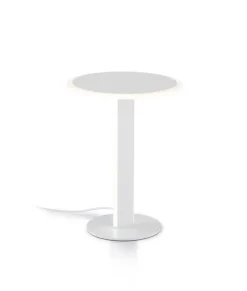 helestra LED Tischlampe VAYA Aluminium/Acryl Ø 23 cm Höhe 30 cm matt Weiß