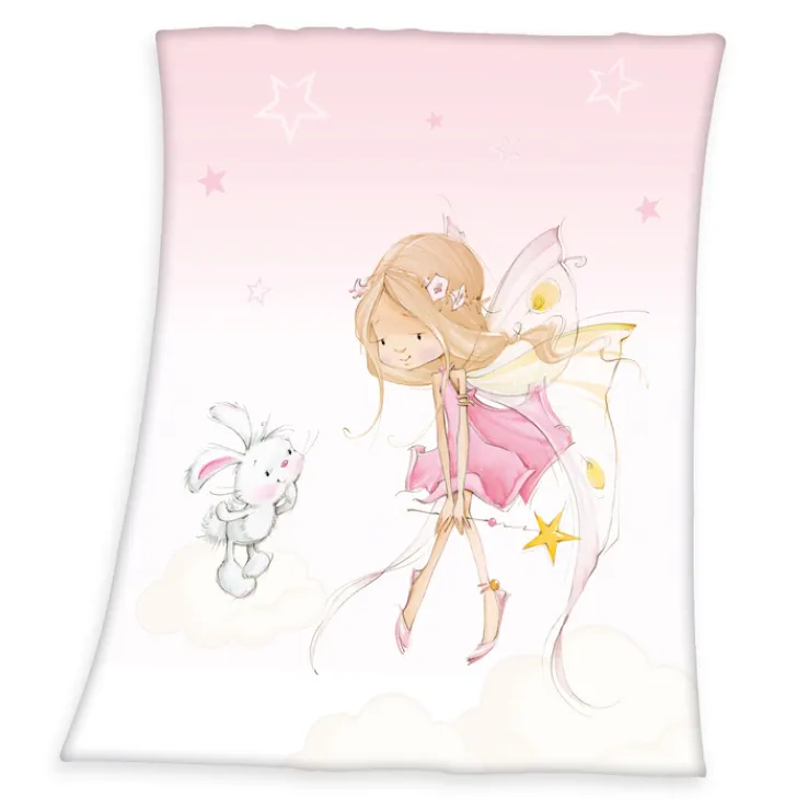 HERDING Kinder-Fleecedecke LITTLE FAIRY 130 x 160 cm weiß/rosa