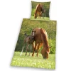 HERDING Kinder-Renforcé-Bettwäsche PFERDE 135 x 200 cm grün/braun