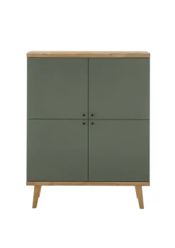 Highboard ALVA 107 x 134 cm Salbeifarbig/braun