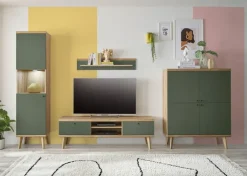 Highboard ALVA 107 x 134 cm Salbeifarbig/braun