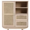 Highboard 70 x 85 cm Braun/ Rattan