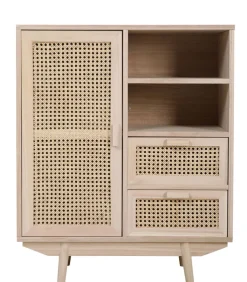 Highboard 70 x 85 cm Braun/ Rattan