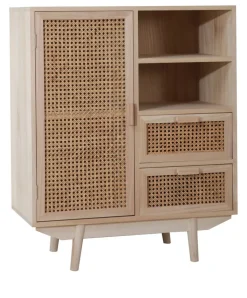 Highboard 70 x 85 cm Braun/ Rattan