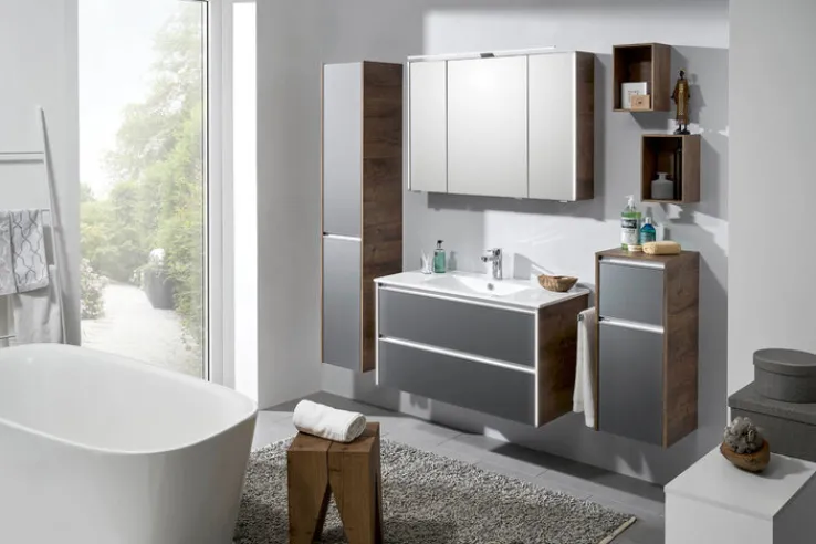 Highboard 33.3 x 78.4 x 33.3 cm Glas Metallic matt