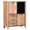 Highboard AKAZIO, Holz/Metall/Glas, 110 x 44 x 136 cm, Akazie massiv lackiert