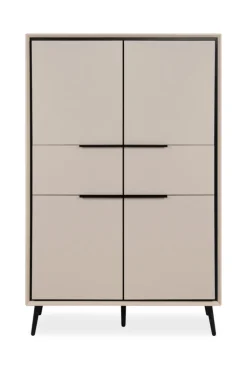 Highboard ARONA 90 x 140 cm sandfarben/schwarz