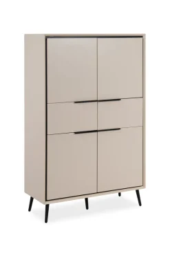 Highboard ARONA 90 x 140 cm sandfarben/schwarz