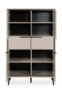 Highboard ARONA 90 x 140 cm sandfarben/schwarz
