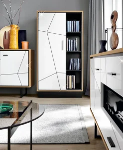 QUARTIER Highboard BROLO 85,4 x 160,5 weiß/ schwarz