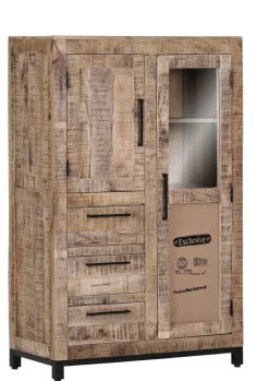 QUARTIER Highboard CHASE 95 x 147 cm Mango massiv/schwarz