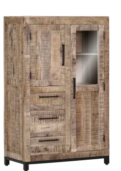 QUARTIER Highboard CHASE 95 x 147 cm Mango massiv/schwarz