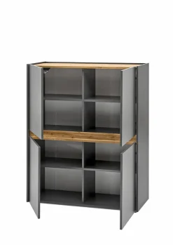 Highboard CITY 100 x 122 cm anthrazit/braun