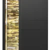 QUARTIER Highboard COMO 101 x 145 cm Anthrazit matt Lack/Asteiche-Dekor