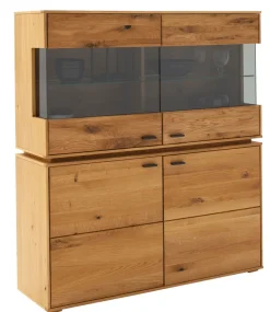 Highboard COMO 123 x 137 cm Wildeiche / Glas