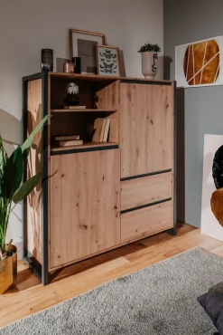 QUARTIER Highboard DENVER 120 x 140 cm braun/ grau