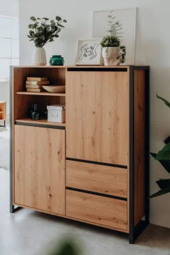 QUARTIER Highboard DENVER 120 x 140 cm braun/ grau