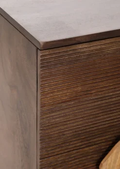 QUARTIER Highboard DIEGO Mango massiv Metall 100 x 80 x 42 cm braun gebeizt/lackiert/natur Schwarz