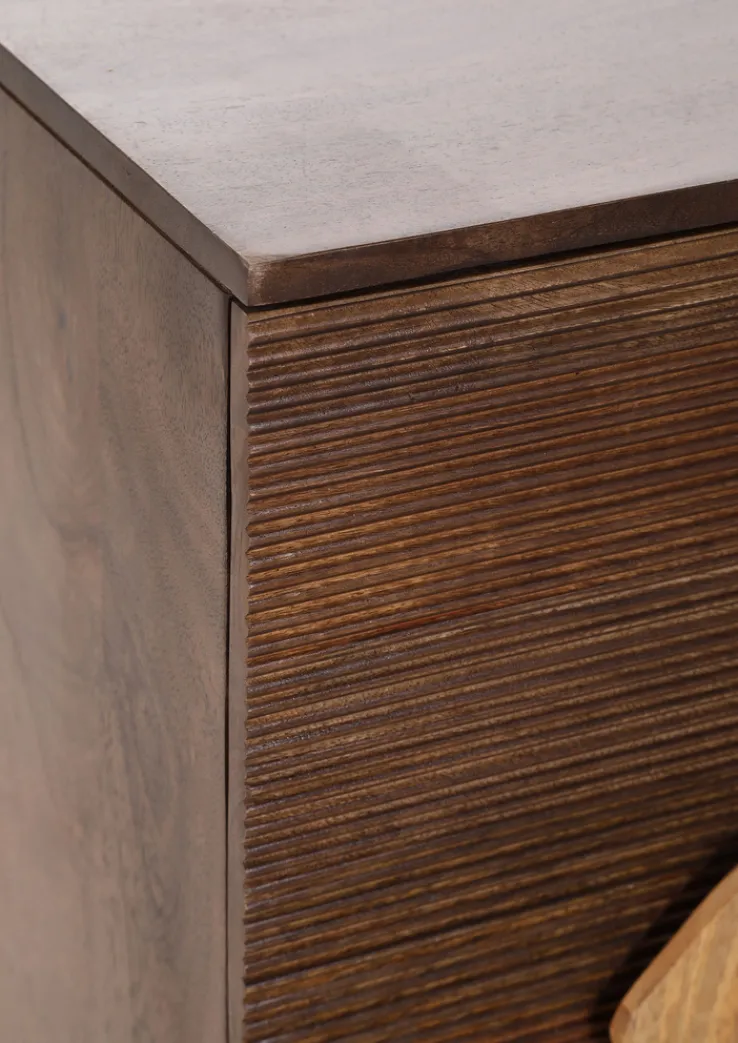 QUARTIER Highboard DIEGO Mango massiv Metall 100 x 80 x 42 cm braun gebeizt/lackiert/natur Schwarz